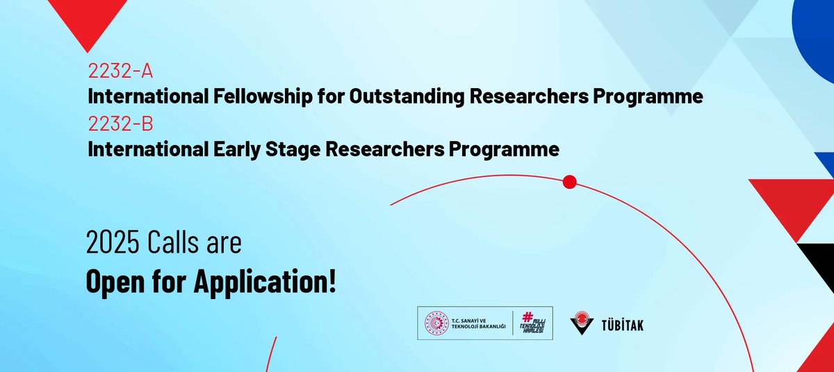 EgitimSeul's tweet image. The 2025 calls for the 2232-A&amp;amp;B International Fellowship for Outstanding/Early Stage Researchers Programmes have been opened for applications as of 27 September 2025, and will remain open until 24 November 2025.

tubitak.gov.tr/en/announcemen…