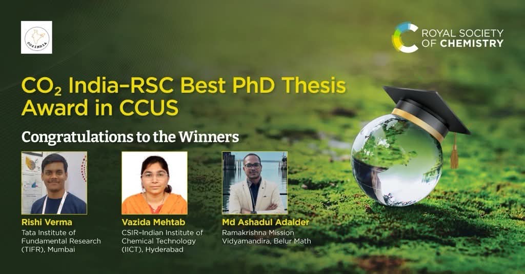 rkmvidyamandira's tweet image. 🎉 ACADEMIC EXCELLENCE! 
We are immensely proud! Md. Ashadul Adalder from Ramakrishna Mission Vidyamandira, is a winner of the prestigious CO₂India-RSC Best PhD Thesis Award in CCUS! 🏆 A huge congratulations on this outstanding achievement in high-calibre research!
#PhDAward