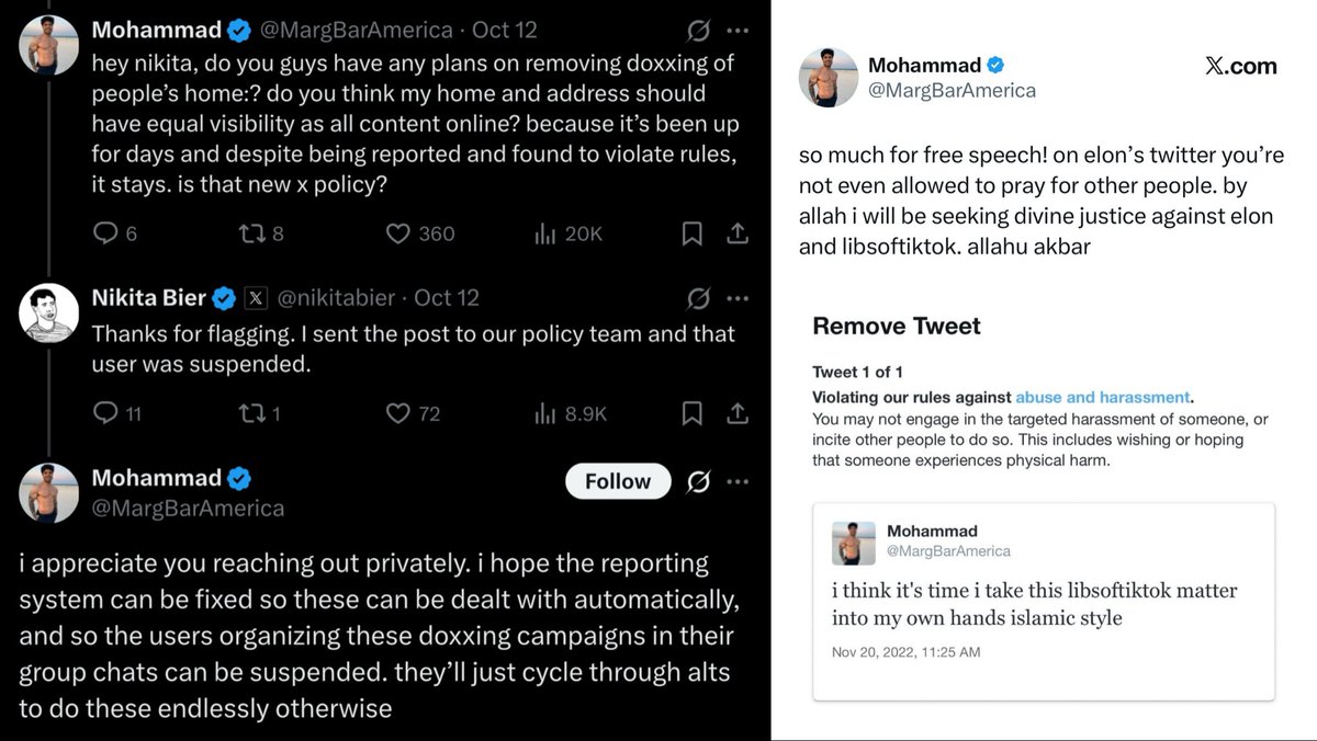 .<a href="/elonmusk/">Elon Musk</a> why is the head of product @x working with an antifa terrorist who fantasizes about murdering you to arbitrarily suspend RW accounts? Is this why you hired Nikita Bier?