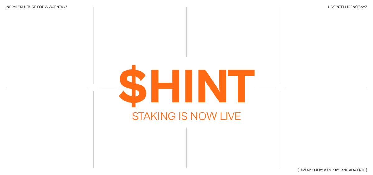 Hive_Intel's tweet photo. $HINT staking is now live! https://t.co/ecVyFfq1vm