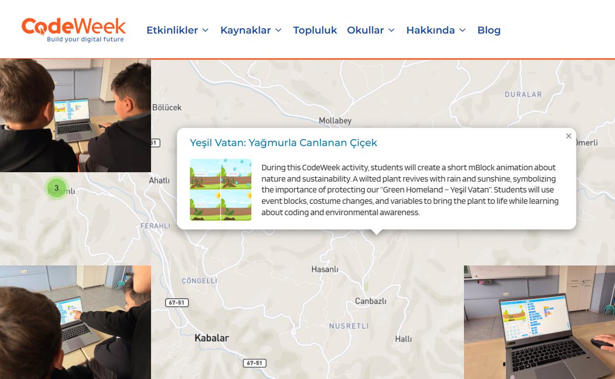 CatakOrtaokulu's tweet image. 🌿 Çatak Ortaokulu öğrencilerimiz #CodeWeek 2025 kapsamında mBlock ile “Yeşil Vatan: Yağmurla Canlanan Çiçek” animasyonunu kodladı! 🌧️☀️🌸
Etkinliğimiz #CodeWeek haritasında 💻
#YeşilVatan #CodeWeekTR #mBlock #GreenCoding @cevatcevik67 @turansezgin67