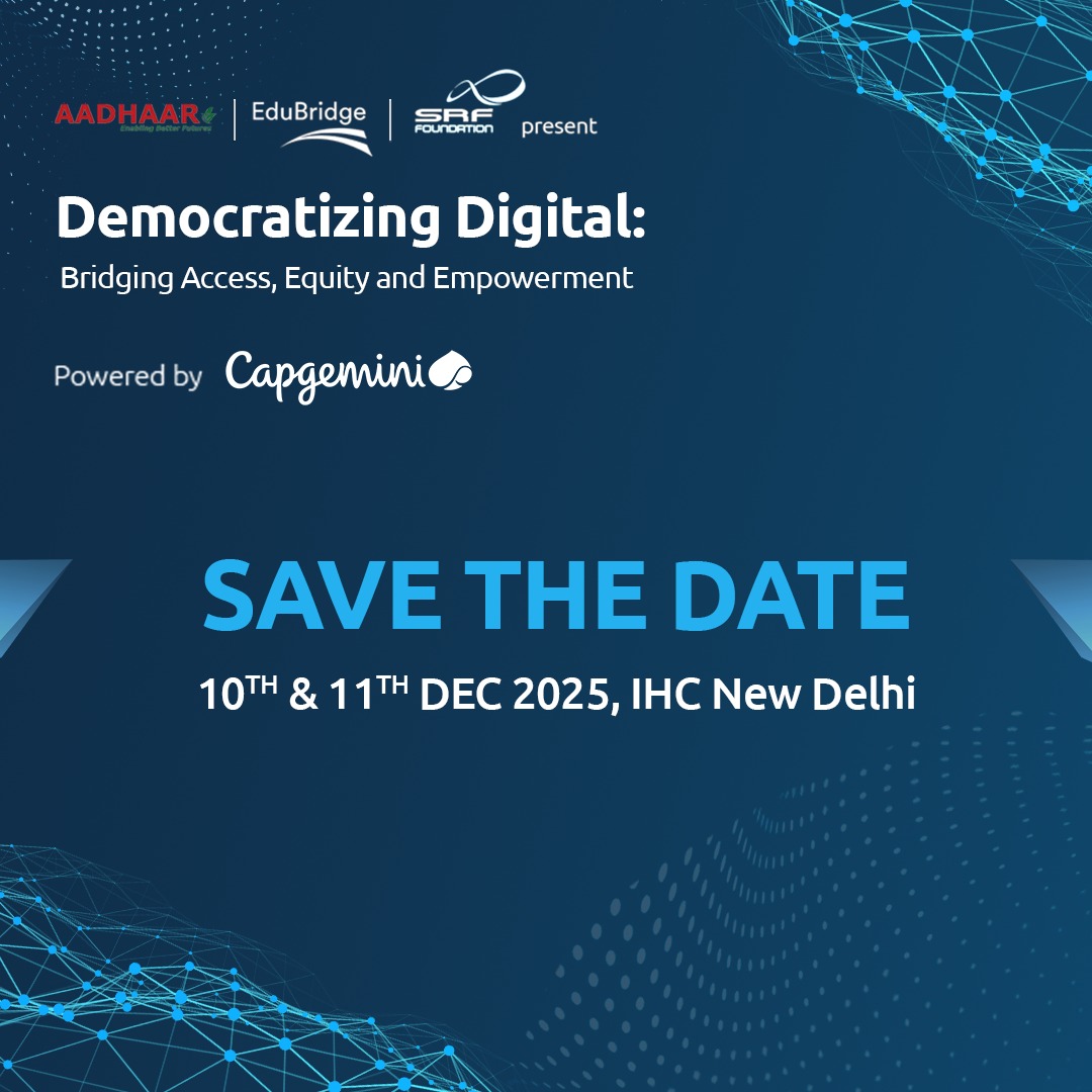 Happy to announce our 2025 annual conference on education and skilling, “𝗗𝗲𝗺𝗼𝗰𝗿𝗮𝘁𝗶𝘇𝗶𝗻𝗴 𝗗𝗶𝗴𝗶𝘁𝗮𝗹: 𝗕𝗿𝗶𝗱𝗴𝗶𝗻𝗴 𝗔𝗰𝗰𝗲𝘀𝘀, 𝗘𝗾𝘂𝗶𝘁𝘆 𝗮𝗻𝗱 𝗘𝗺𝗽𝗼𝘄𝗲𝗿𝗺𝗲𝗻𝘁”.  

To register, please refer to the link: srf-foundation.org/democratizing-…