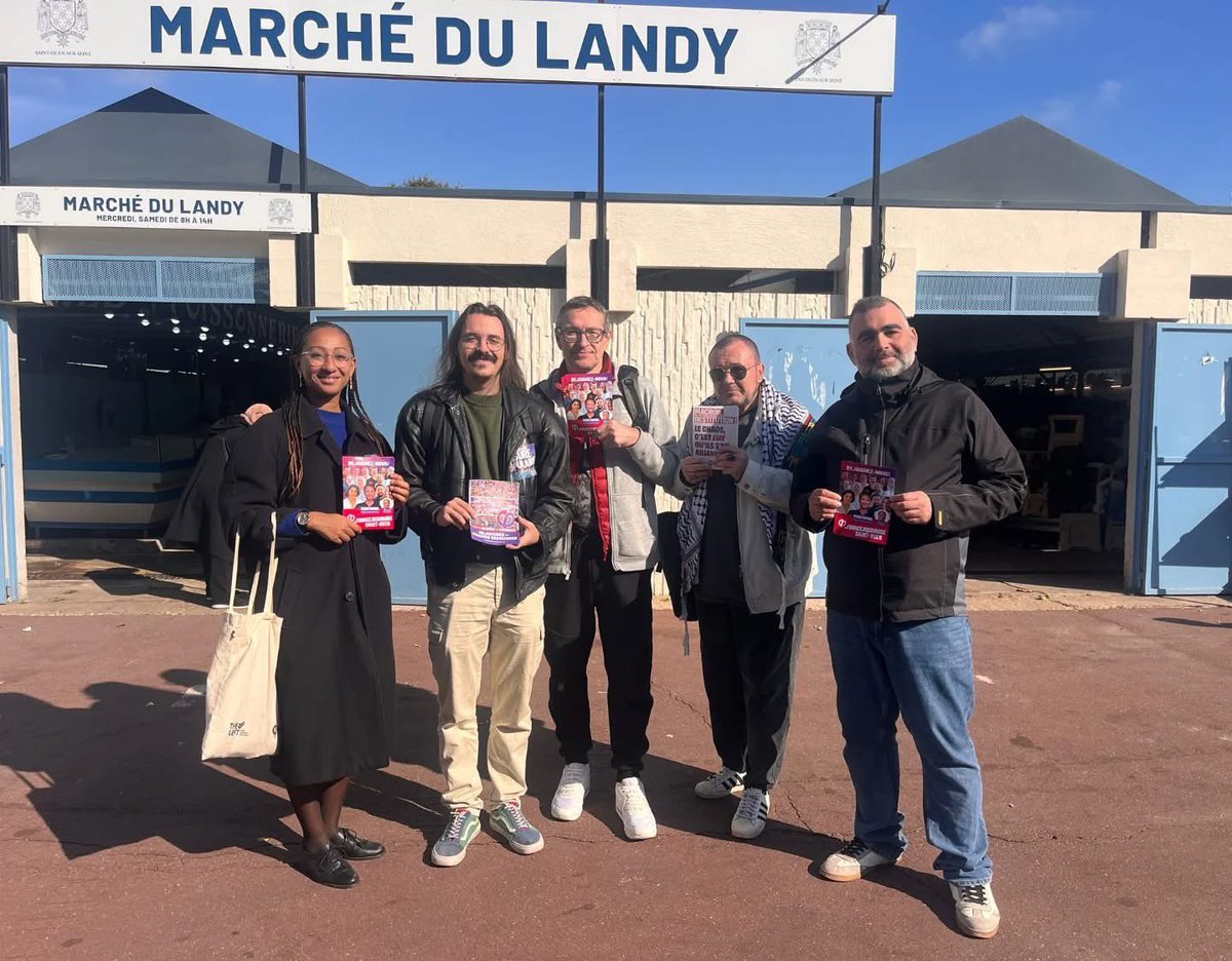 LFIsaintouen's tweet image. ✊️Beau week-end de mobilisation pour les insoumis-es de la ville aux marchés du Landy et Ottino ! 

⚠️Les militant-es ont échangé avec les habitant-es pour rappeler l&apos;importance de s&apos;inscrire sur les listes électorales

➡️ Pour rejoindre nos actions rdv sur le lien en bio !