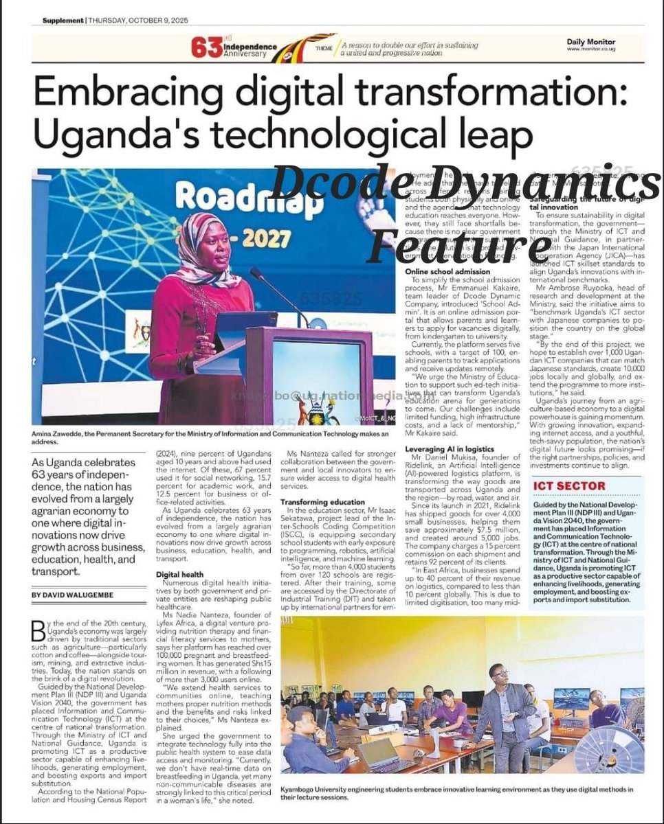 dcodeug's tweet image. @dcodeug, we're advancing digital transformation by creating technology-driven solutions that simplify processes and enhance user experience. Our online Digital Schools Admissions Platforms ensures a seamless &amp;amp; efficient application process. 

Kudos @thekakaemma for this.
