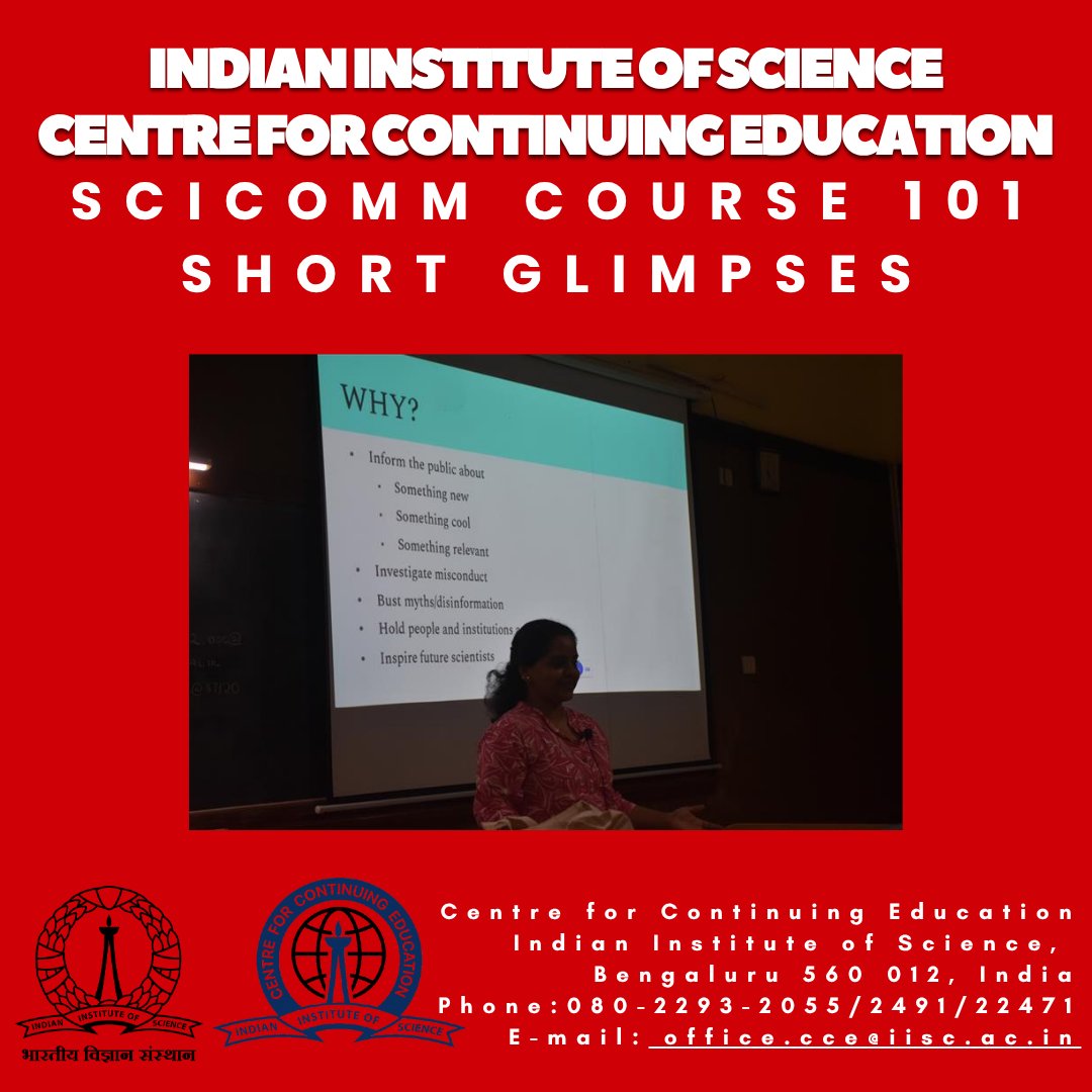 cce_iisc's tweet image. A dynamic start to SciComm 101 at IISc!
Participants are mastering the art of #NarrativeWriting and media engagement.
@cce_iisc thanks the Office of Communications for this brilliant course.
#SciComm #iisc #SciencePerspective #comms #ResearchImpact #PublicTrust #communication