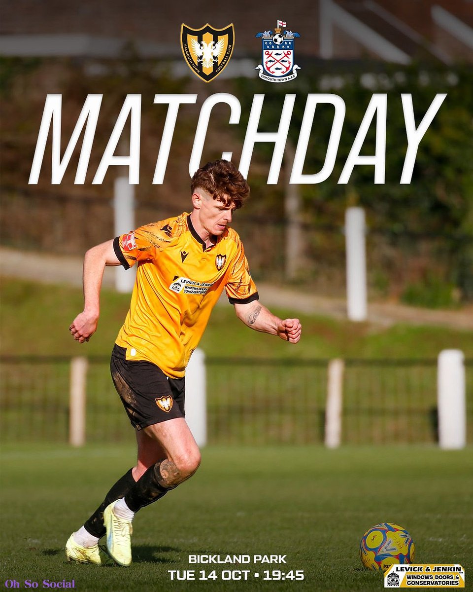 Falmouth_Town's tweet image. It’s MATCHDAY at Bickland Park! 💛🖤

Falmouth Town take on Exmouth in the Southern League 👊

Get behind the lads and make some noise! 🎶⚽️

#FTFC #UpTheTown #SouthernLeague