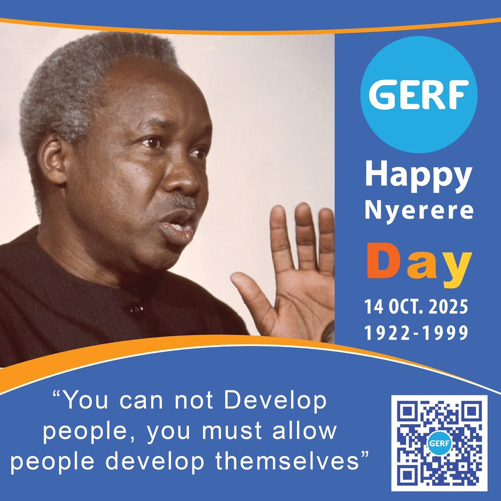 gerf_tz's tweet photo. Happy Nyerere Day!!

Today we celebrate the life and legacy of Mwalimu Julius K. Nyerere; a true visionary, teacher, and champion of unity, equality, and self-reliance. 
His wisdom continues to guide Tanzania and inspire generations. 🇹🇿 https://t.co/X1dLShdR3u