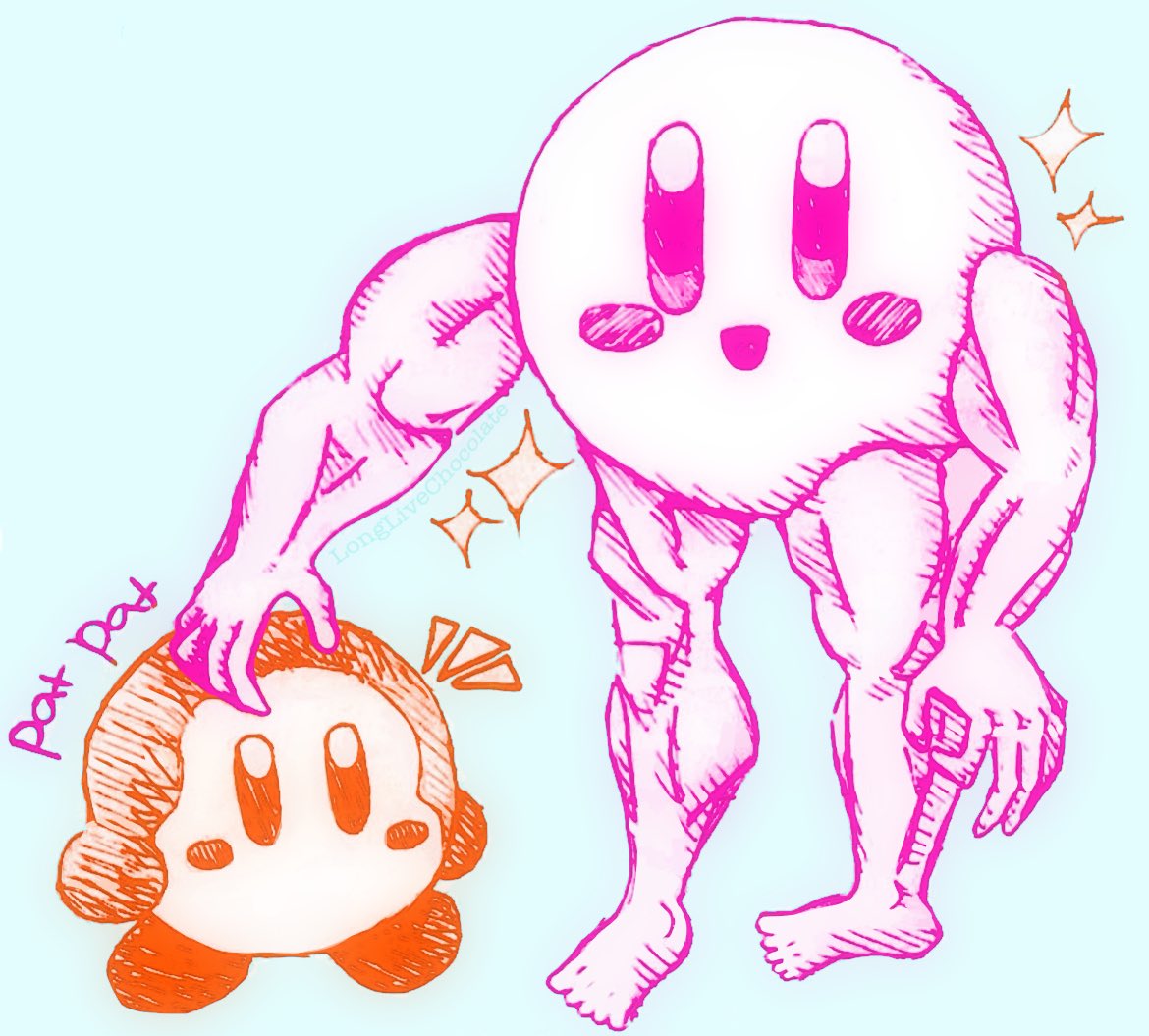 LongLiveChocol2's tweet image. Pat pat, nothing unusual here, pat pat 😏 #art #kirby #weirdart