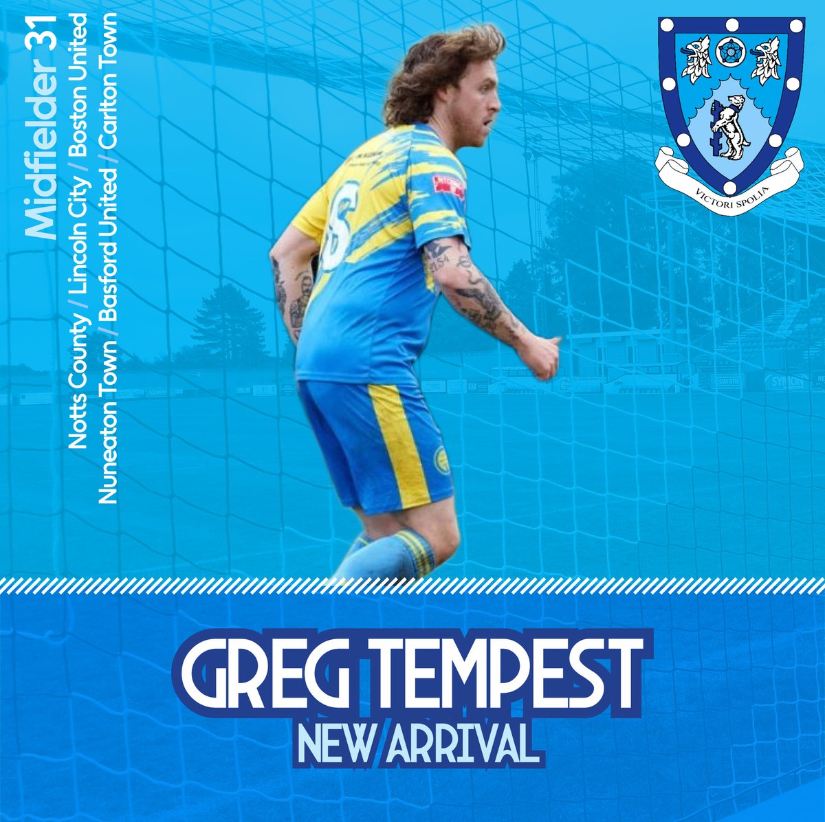 ✒️ We are pleased to welcome experienced midfielder Greg Tempest to Butlin Road from <a href="/CTFC1904/">Carlton Town FC</a>.

The 31-year-old former <a href="/NorthernIreland/">Northern Ireland</a> U21 player has <a href="/EFL/">EFL</a> experience with <a href="/Official_NCFC/">Notts County FC</a> along with spells at <a href="/LincolnCity_FC/">Lincoln City FC 🇺🇦</a> &amp; <a href="/Basfordutdfc/">Basford United FC</a>.

Welcome <a href="/Gregtempest/">Greg Tempest</a>!

#utv