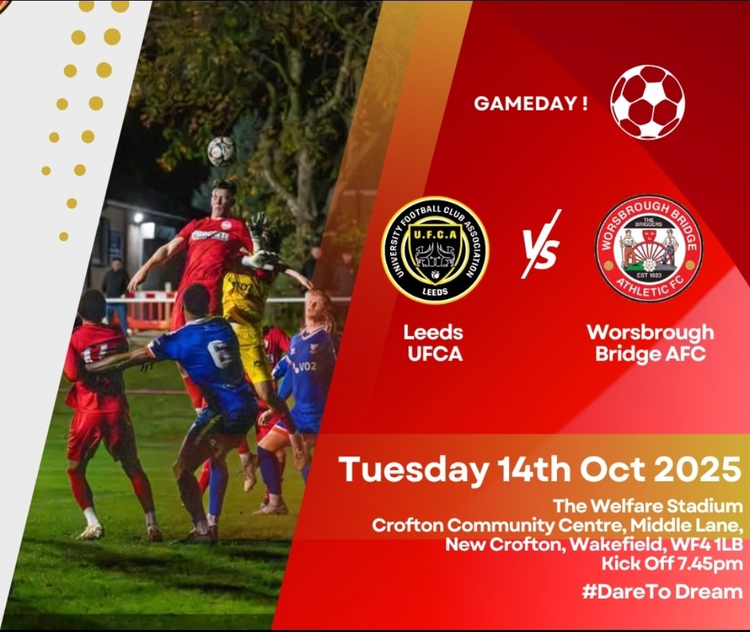 WorsbroughBFC's tweet image. Gameday ⚽️
We make the short trip to @LeedsUFCA for what should be another good game in @NCEL
The hosts will be looking to make it 4 wins on the bounce with the Briggers looking to get back to winning ways after a draw against Wakefield AFC in the last round of games.