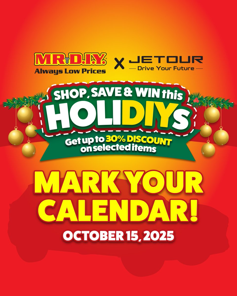 mrdiyPH's tweet image. Shop your favorites, save big, and get a chance to win this Christmas season! 🎁 Your Holi-DIY adventure begins October 15. Only at MR DIY! #HoliDIY2025