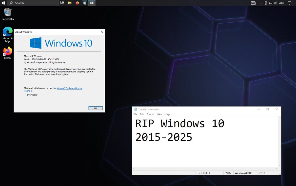 svn_5111's tweet image. R.I.P Windows 10 (2015-2025)
