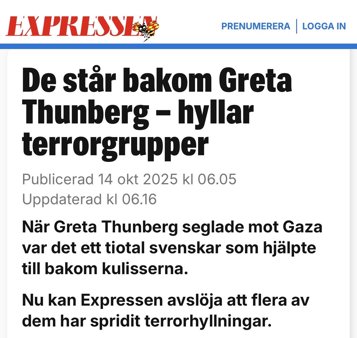sdkarlsson's tweet image. Läser i Expressens granskning av Greta Thunbergs kamrater att Vänsterpartiet bjudit in en terrorsympatisör till riksdagen. Vissa kanske tycker att det låter extremt, men i Vänsterpartiets fall är det faktiskt en liberalisering. I valet 2018 satte man upp en företrädare för en…