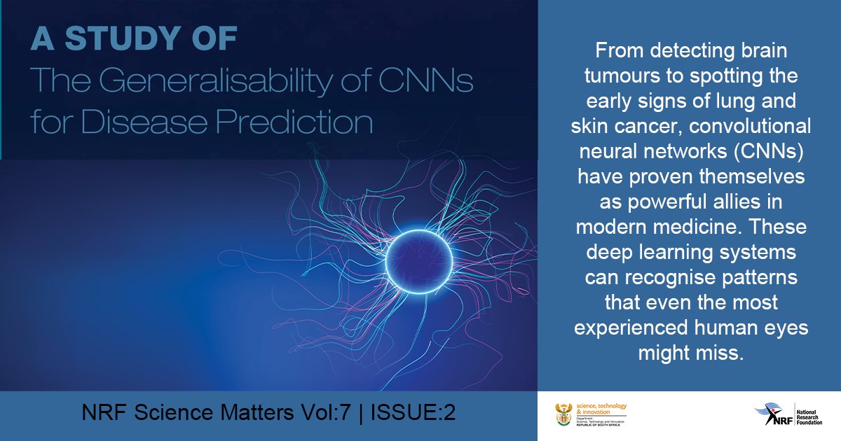 NRF_News's tweet image. #NRFScienceMatters | In most research, CNNs are trained and tested on a single disease at a time. Could they be more versatile? Research by the DSTI-NRF SA Research Chair in AI for Sustainable Development sought to answer this question. 

Read more: nrf.ac.za/science-matter…