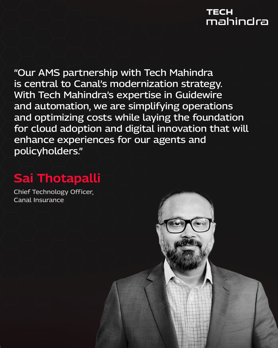 tech_mahindra's tweet image. @tech_mahindra and Canal Insurance unite to transform P&C Commercial Auto Insurance!
This strategic partnership blends cutting-edge tech with deep industry expertise to deliver faster quotes, smarter claims, and seamless self-service.
🔗 Know more: lnkd.in/gwTtGV8u…