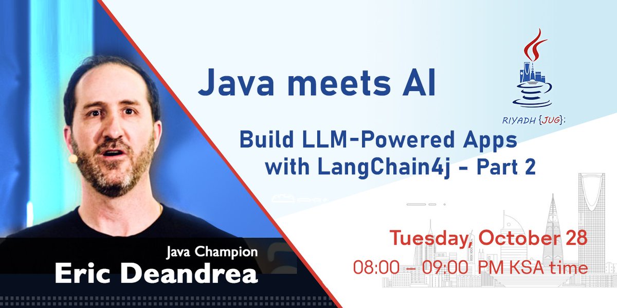 RiyadhJUG's tweet image. 📢 Part 2 is HERE!

Interested in @Java in #AI and #Agentic development using @QuarkusIO? Don&apos;t miss the continuation!

We&apos;re excited to welcome back @edeandrea  to lead this deep dive!

Register here: meetup.com/riyadh-java-us…