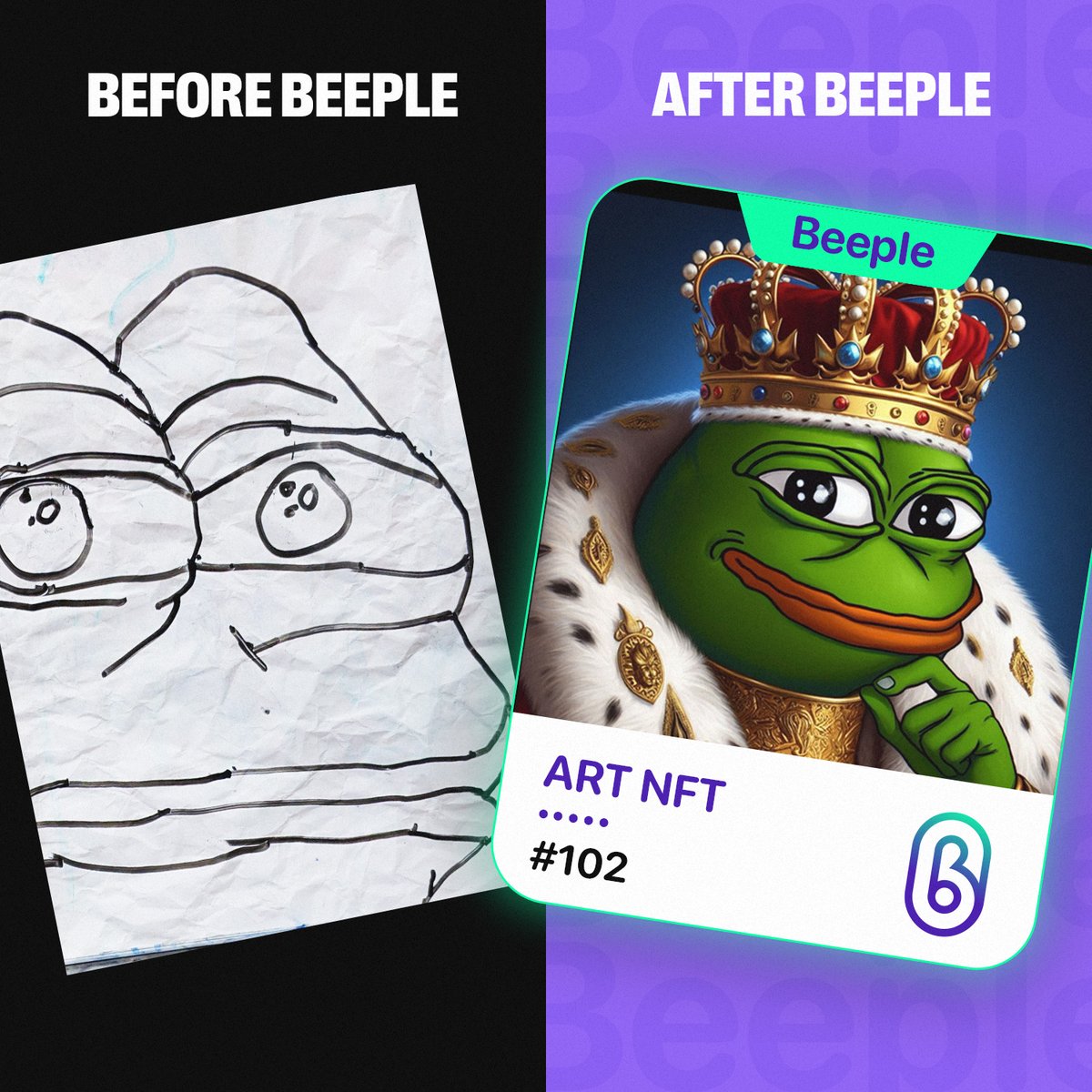 🍳 Cook Memes on Beeple AI Mainnet &amp; Earn 300,000 $BPAI! 💥

Welcome to the chaos — #MyFirstBeeple is live!

🏆 Prize: 300,000 $BPAI for the top 5 memes
⏳ Duration: 48h only

👉 How to join:
1️⃣ Go to bple.fun &amp; create your meme 🎨
2️⃣ Post it on X with