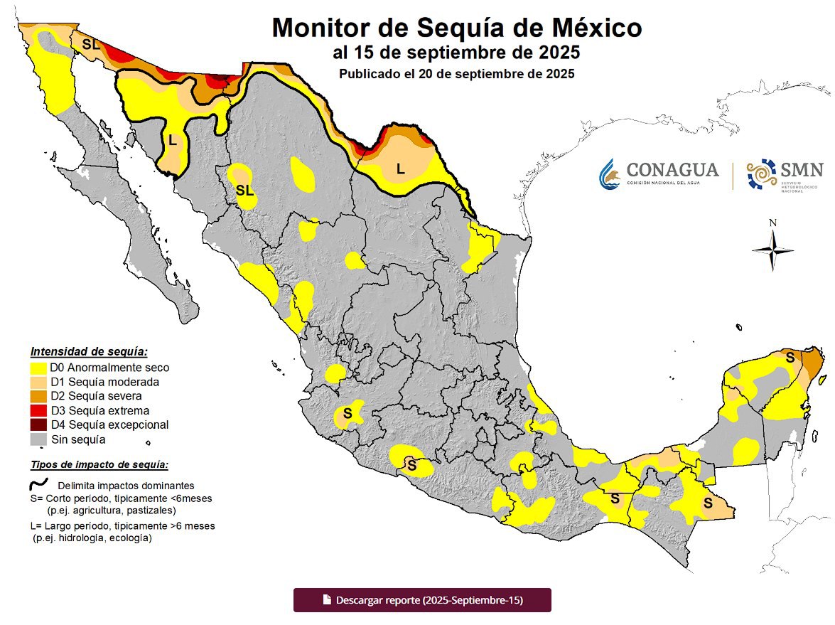 ✅️Baja California Sur sale oficialmente de la #sequía que se prolongó por más de dos años.

🌦️En 2025, amplias zonas del estado registran lluvias 2 a 3 veces superiores al promedio anual.

🌀Todo esto sin impacto directo de ciclónes tropicales.

#BajaCaliforniaSur #Lluvias2025