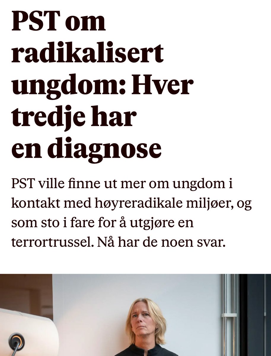 Ahhhh ja - PST setter søkelys på radikalisert ungdom som står i fare for å utgjøre en terrortrussel 

Da snakker vi selvsagt om barna som kaster håndgranater og som rekrutteres til bestillingsmord ikke sant??

Neida!! Det var visst HØYREradikal ungdom PST valgte å fokusere på 🤡