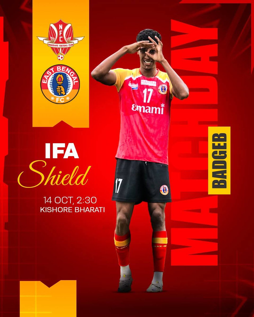 𝐈𝐅𝐀 𝐒𝐇𝐈𝐄𝐋𝐃 𝟐𝟎𝟐𝟓

𝐌𝐀𝐓𝐂𝐇𝐃𝐀𝐘- 2

East Bengal FC 🆚 Namdhari FC

🗓️ 14 October 
🕒 2:30 PM
🏟️ Kishore Bharati Stadium 
📺 SSEN App

#BadgebOfficial #IFASHIELD2025 #EBFC  #JoyEastBengal ❤️💛