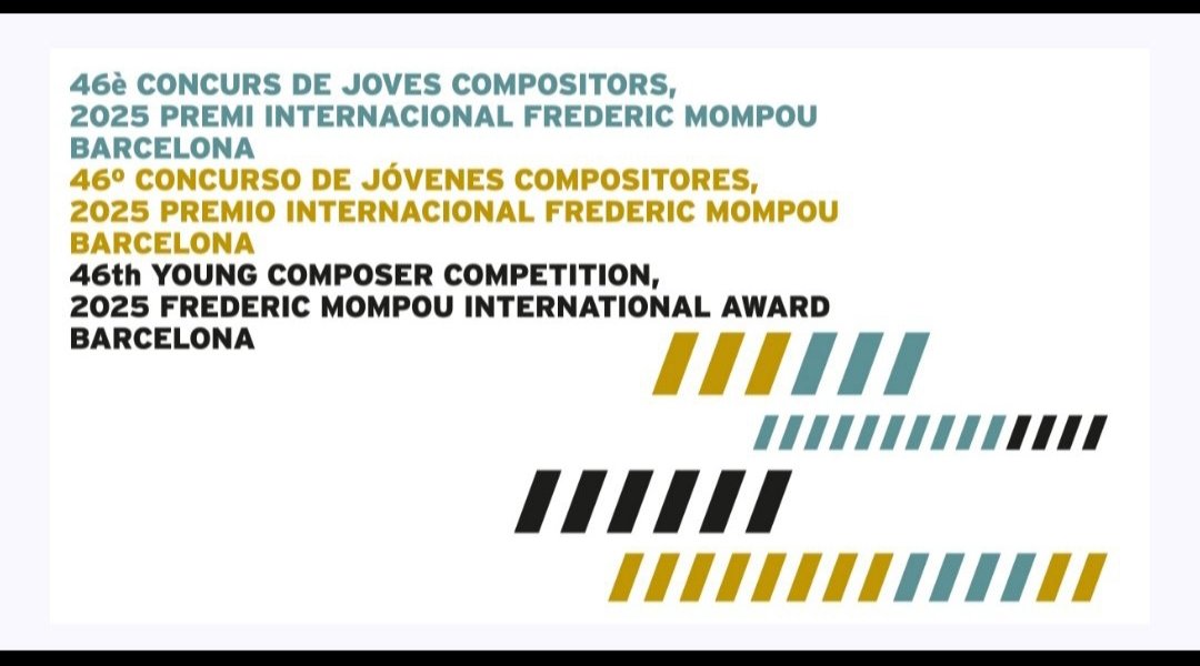 ‼️🎶Joves compositors, aquest dijous, dia 16, s'acaba el termini de presentació d'obres del 46è Concurs de Joves Compositors - Premi Intl F. Mompou (per a menors de 35 anys)! La formació d'enguany és per a DUO D'OBOÈ I PIANO.
Més informació a concursfredericmompou.cat