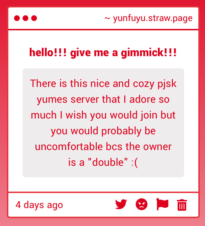 it's okay Anon interacting with people like You and Yumetwt/servers as a whole might make me more uncomfortable