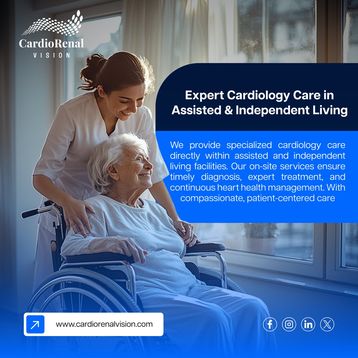 CardiacVision's tweet image. We #specialized #cardiology care to #assisted and #independentliving #communities providing timely assessments, personalized treatment, and ongoing #heart #health support Visit : bit.ly/4fI6GNt
#SkilledNursingCare #PostAcuteCare #Healthcare #cardiology #cardiorenalvision