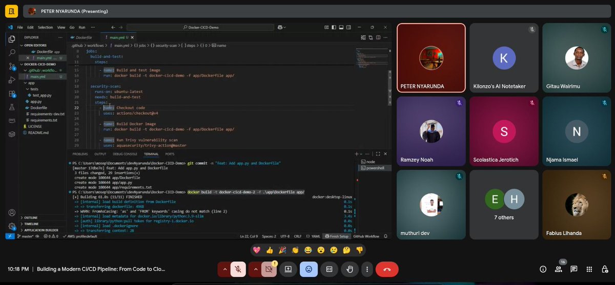 Eve_OpsOfficial's tweet image. Another powerful @Eve_OpsOfficial session with Peter Nyarunda. We successfully automated a full build → test → deploy cycle using #Docker & #GitHubActions on AWS.
Key Wins: Containerization & secure deployment. Thanks to all who joined!
#EveOps #DevOps #CICD #LearningByDoing