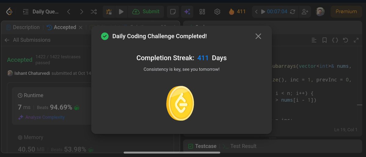 imIchaturvedi's tweet image. Day-303 #potd 🌟                                                   

3349. Adjacent Increasing Subarrays Detection I✅
#365DaysOfLeetCode