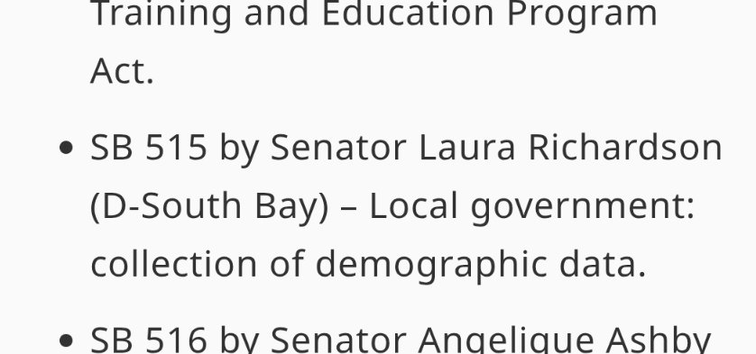 CaliforniaBlac2's tweet image. SB 515 has been signed by Gov. Gavin Newsom.

Authored by Sen. Laura Richardson.
Requires cities and counties to include specific demographic collection categories for African American groups, &amp;amp; descendants of enslaved &amp;amp; emancipated people. 

@TonyRayHarvey 
#CALeg #reparations
