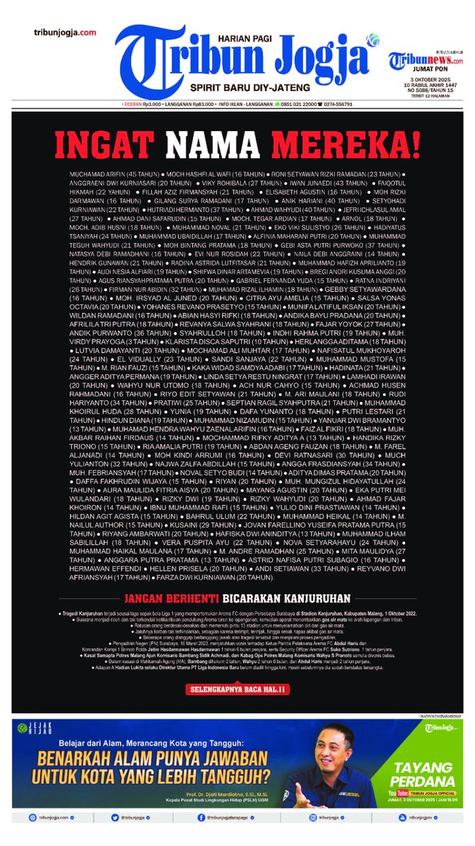 Apa yang kalian harap dari federasi &amp; negara? Piala Dunia? 
Kalian tentu saja tak lupa, ada 135 nyawa tandas nirungkap tuntas!