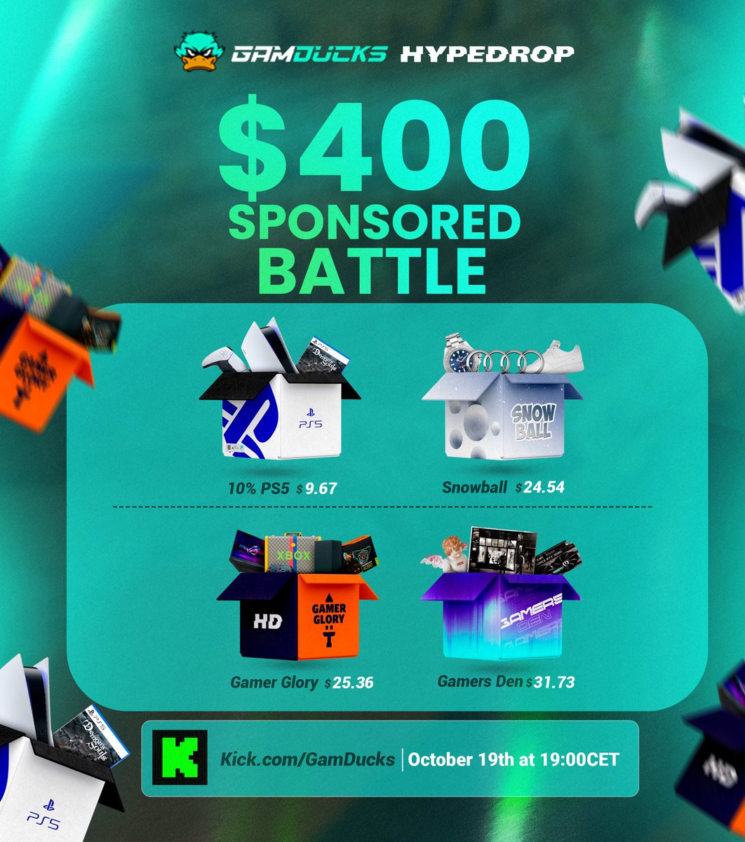 🎮 BONUS X GIVEAWAY + $400 HYPEDROP SPONSORED BATTLE 🎮

To join:
✅ Deposit $50 on <a href="/HypeDrop/">HypeDrop</a>  under code GamDucks between Oct 14th-19th
✅ Reply or DM with your deposit proof + username

🎮 This week is all about gaming featuring 10% PS5, Gamers Den, Gamers Glory, and Snowball