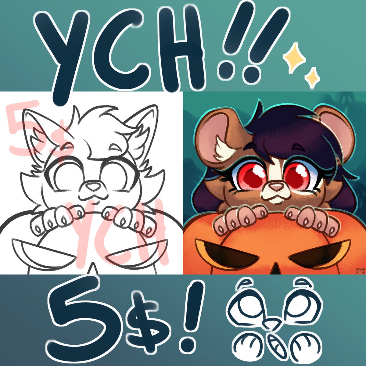sabribee's tweet photo. Hii! uvu I made this YCH for halloween!
🎃Any species
🎃Just 5$ each~
🎃Unlimited slots
if you like any just comment or PM me ;3 Also if you would like any other type of commission just let me know, I always have open commissions ♥️
#halloween #yourcharacterhere #ych #furry https://t.co/FkiZXByi9N