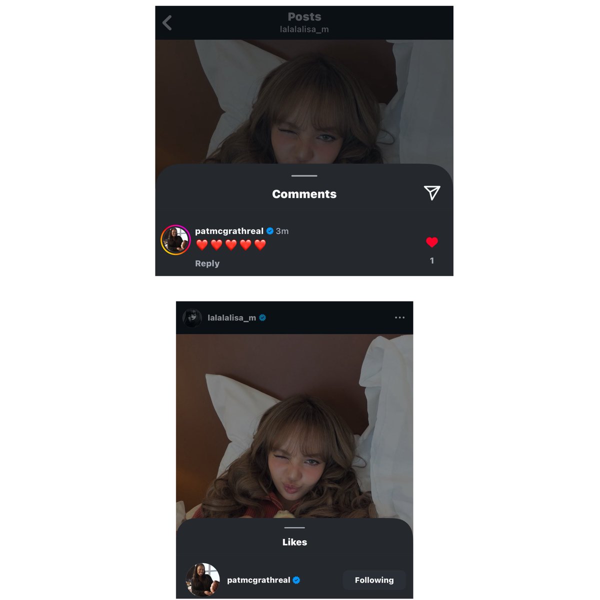 .<a href="/patmcgrathreal/">Pat McGrath</a> (Creative Director of Cosmetics for <a href="/LouisVuitton/">Louis Vuitton</a>’s new beauty line, La Beauté Louis Vuitton / world-renowned British makeup artist &amp; the founder of the luxury beauty brand Pat McGrath Labs) just followed #LISA on IG, liked and commented on Lisa’s recent IG post: