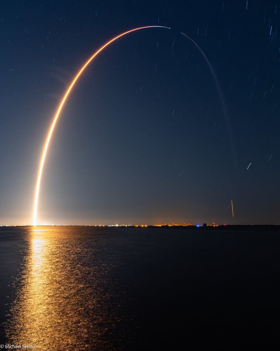 Starbase, TX might be where the big action is tonight, but over on the Space Coast, there's still satellites to launch: At 9:58pm (ET) Monday, a SpaceX Falcon 9 rocket sent the Project Kuiper KF-03 mission to space, seen here from South Merritt Island.