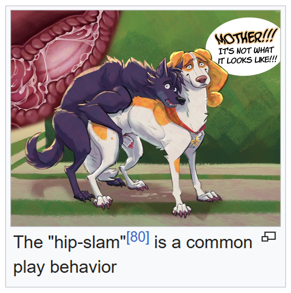 We're just... Uhhh....  "Hip-slamming," Mother!  It's a game!  That wolves play!