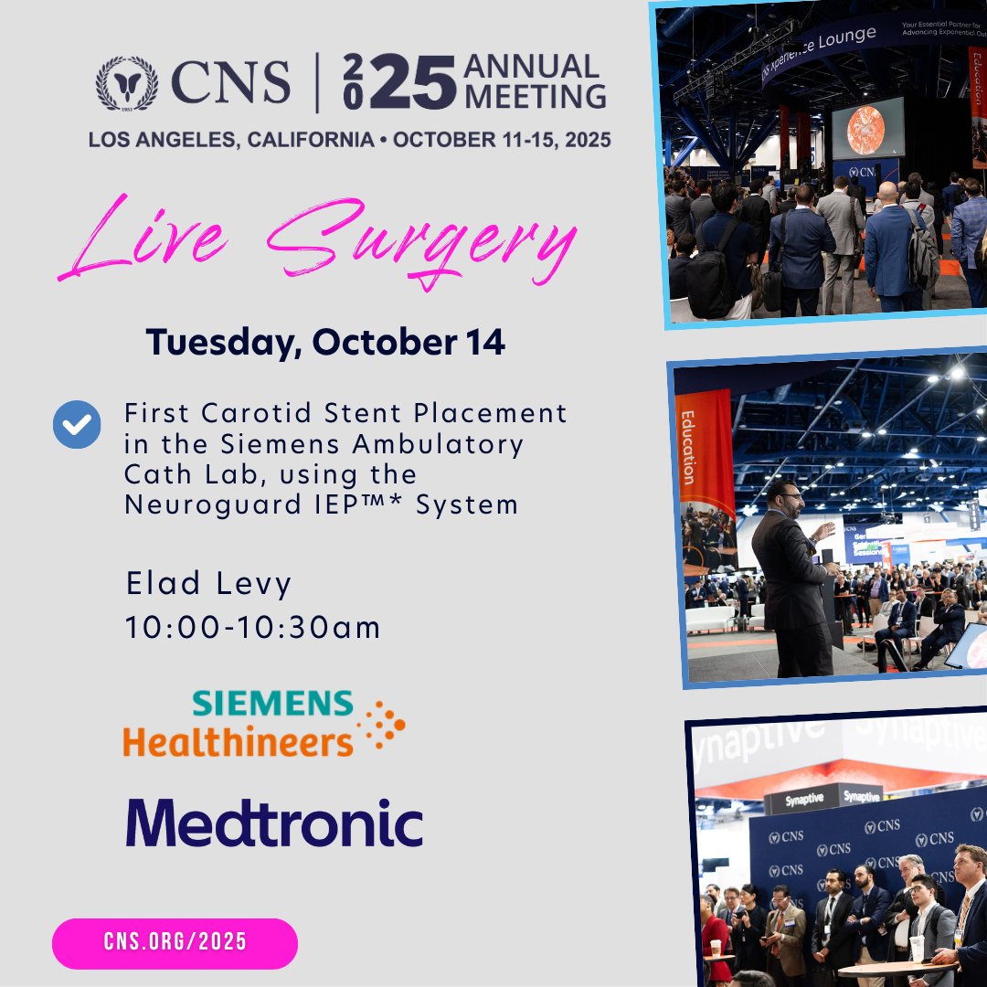 Kunal Raygor, MD (@kunalraygor) on Twitter photo Swing by the Xperience Lounge at 10am tomorrow for a LIVE CASE showcasing the Neuroguard carotid stent at the premier neuroendovascular ASC! <a href="/UB_Neurosurgery/">UB Neurosurgery (UBNS)</a> <a href="/EladLevyMD/">Elad Levy</a> <a href="/CNS_Update/">CNS</a> <a href="/SiemensHealth/">Siemens Healthineers</a> <a href="/Medtronic/">Medtronic</a> Swing by the Xperience Lounge at 10am tomorrow for a LIVE CASE showcasing the Neuroguard carotid stent at the premier neuroendovascular ASC! <a href="/UB_Neurosurgery/">UB Neurosurgery (UBNS)</a> <a href="/EladLevyMD/">Elad Levy</a> <a href="/CNS_Update/">CNS</a> <a href="/SiemensHealth/">Siemens Healthineers</a> <a href="/Medtronic/">Medtronic</a>
