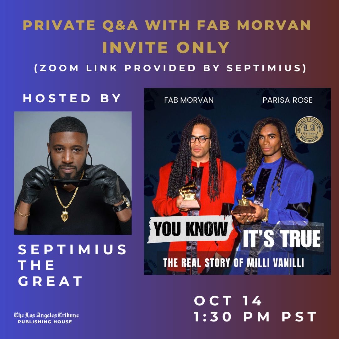 Please join me tomm 10/14 at 1:30pm PST 
Please message me for the link 
<a href="/fabmorvan/">Fab Morvan</a> <a href="/LATribuneUSA/">The Los Angeles Tribune</a>