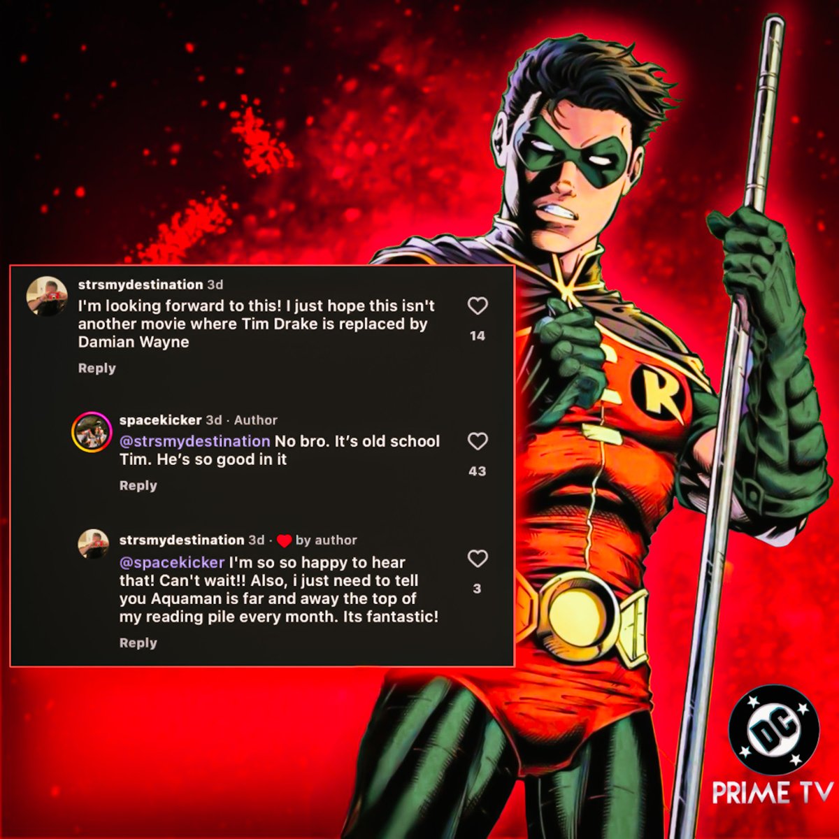 DCUPRIMETV's tweet image. Screenwriter Jeremy Adams confirms that Tim Drake will be the Robin in the ‘Batman: Knightfall’ animation:

&quot;It&apos;s old-school Tim. He&apos;s so good in it.&quot;