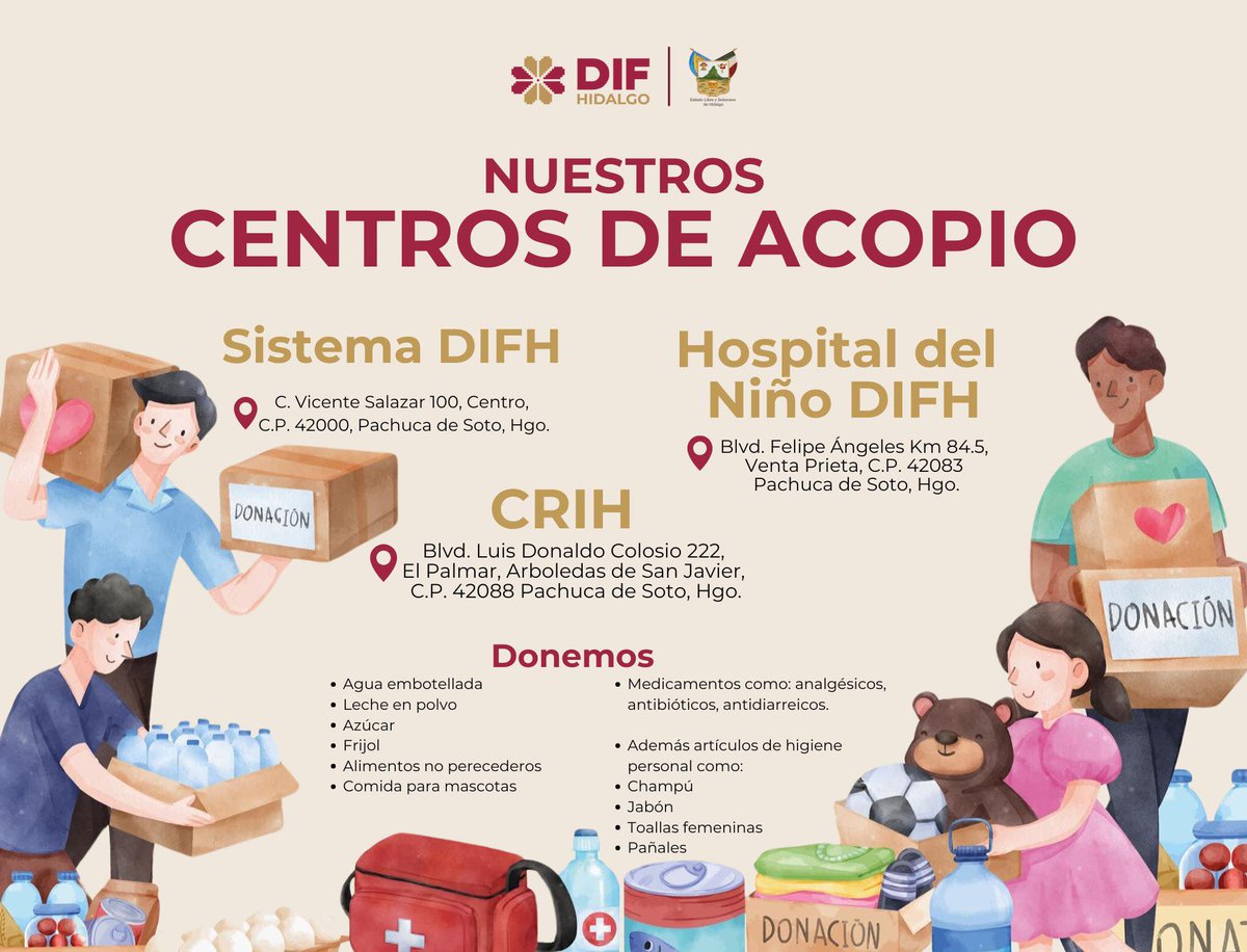 🚨ATENCIÓN🌧️
El <a href="/difhgo/">Sistema DIF Hidalgo</a> abrió sus centros de acopio para apoyar a las comunidades y municipios afectados por las lluvias.🤝Súmate y forma parte de esta gran cadena de solidaridad.💙