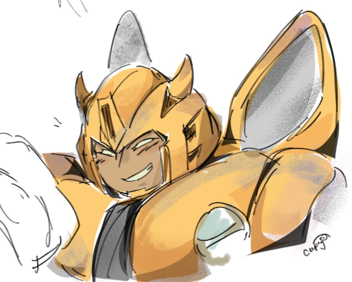 Cupigthedum's tweet photo. Hold onn why's he kinda cute #bumblebee #earthspark #transformers (I can't stop drawing him (’-’) https://t.co/Hu2ZYgHkg7