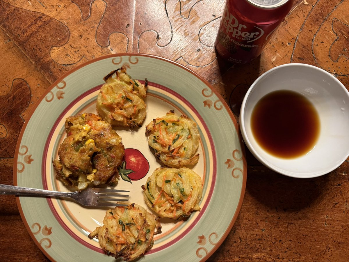 today i walked 7.5 miles and had a vegetable masala burger &amp; vegetable birds nests for dinner