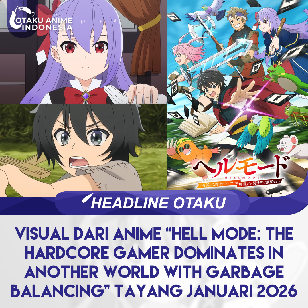 Anime "Hell Mode: Yarikomizuki no Gamer wa Hai Settei no Isekai de Musou suru (Hell Mode: The Hardcore Gamer Dominates in Another World with Garbage Balancing)" tayang pada bulan Januari 2026! Studio Yokohama Animation Laboratory.

- Genre: Action, Adventure, Fantasy