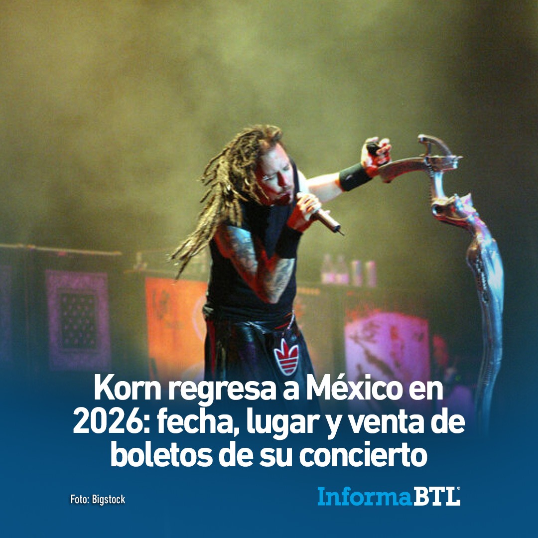 #Korn regresa a México en 2026

Fecha, lugar y venta de boletos de su #concierto 🔊🎹🎸👉 zurl.co/ssDCo

#eventos
#patrocinios
#venues
#marketing