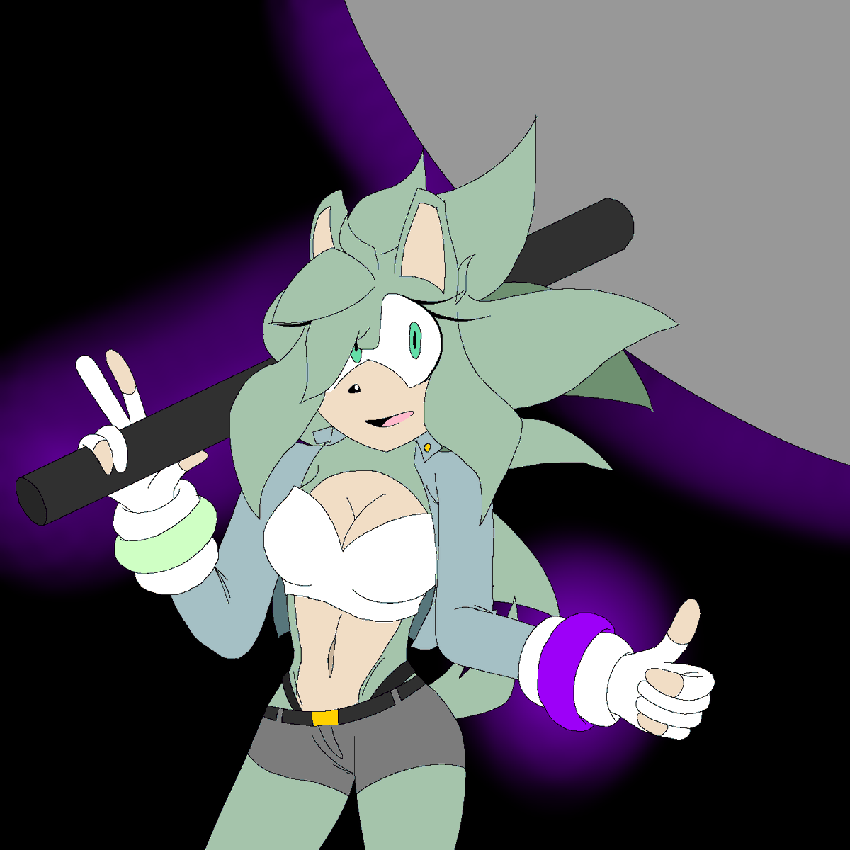 RosetteInSpace's tweet photo. OCtober Day 13: Oversized Prop

Not the first time drawing her with this prop, though now it’s actually WWMH Amy’s hammer (that’s why she says she found it). 
She has to use her magic to wield it, she’s not Amy strong

#OCtober2025 #EvangelineOC #SonicOC https://t.co/5N216uVbEk