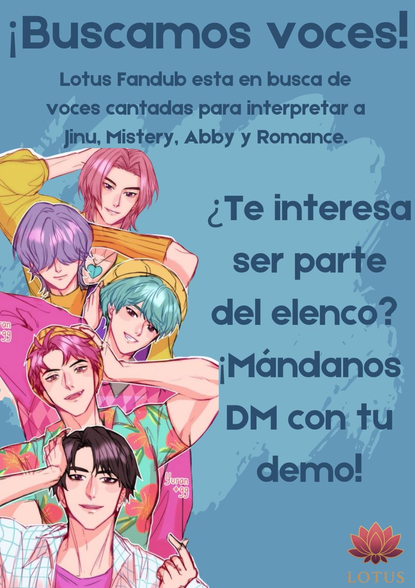Lotus Fandub esta buscando voces para su primer proyecto, hemos estado trabajando en adaptaciones de Kpop demon hunters, buscamos voces tanto habladas como cantadas, interesados mandenme DM en instgram con su demo o en comentarios para contactarlos!