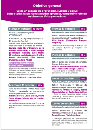 🩷Actividades con motivo del #DíaMundialdelCáncerdeMama
"Me Cuido, Me Abrazo: Una semana para prevenir,
cuidar y acompañar" en <a href="/RecoletasSalud/">Recoletas Salud</a> Valladolid
📆Del 14 al 14 de octubre