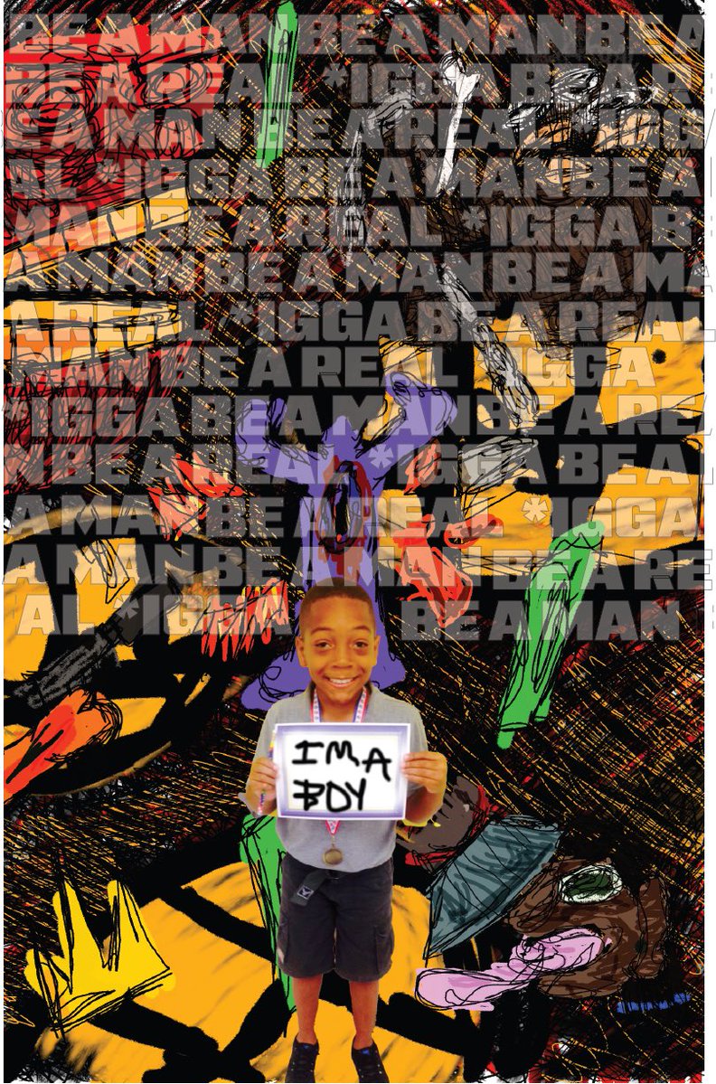 Doodlz18's tweet image. Manly Black Boy 
#blackart #digtalart #printmaking