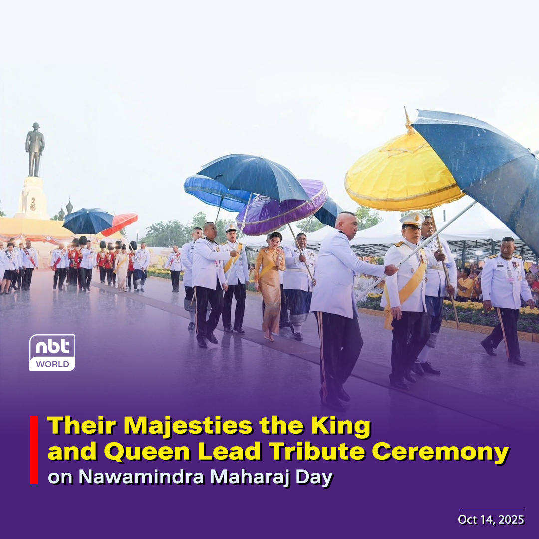 NBTWORLDNews's tweet image. Their Majesties the King and Queen laid wreaths in tribute to His Majesty King Bhumibol Adulyadej the Great on the occasion of Nawamindra Maharaj Day.

See more: facebook.com/nbtworld

#October13 #KingBhumibol #RoyalCeremony #RoyalTribute #Thailand #NBTWorld