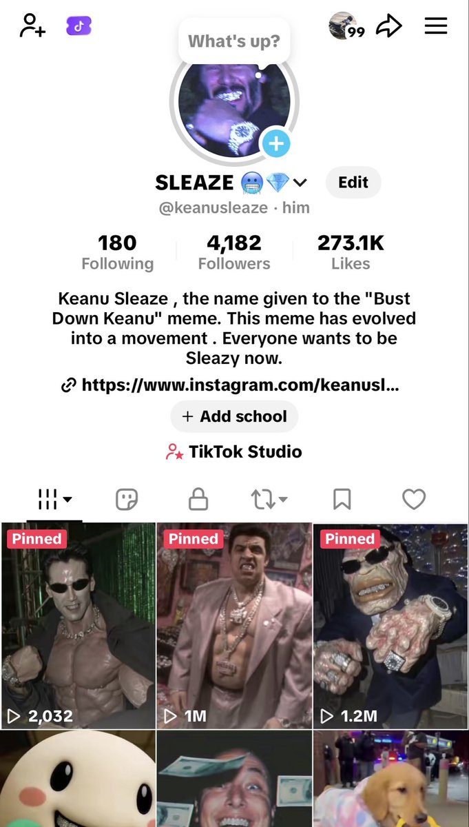 We have officially cracked 1 million views with our 2nd video!
Since posting this video 2 days ago we’re up 1200 followers , 73k likes and every video is getting more traffic.

We also just uploaded a new video earlier today.
Support $sleaze on TikTok🥶

tiktok.com/@keanusleaze?_…